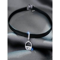 Retro Diamond Charm Clavicle Chain Girl Gift PU Collar Korean Style Jewelry Women Choker Punk Necklace Glitter Zircon Necklace