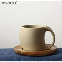 KEMORELA 220ml Ceramic Coffee Cup And Saucer Set Simple Water Cup for Breakfast Milk Oat Drink Exquisite Afternoon Tea Mug