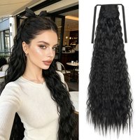 32Inch Synthetic Wrap Around Long Kinky Curly Ponytail Hair Extension Heat Resistant Fiber Hair Fluffy Hairpiece for Daily