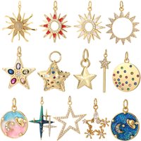Bohemian Stars Moon Charm for Jewelry Making Supplies Gold Color Suns Diy Woman Earrings Bracelet Necklace Accessories Dijes