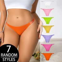Zufällig ausgewählte 7 Paar Rainbow Candy Color Series sexy und bequeme Damen-Tangas und Damenunterwäsche
