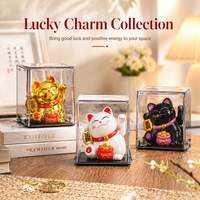 White Solar Maneki Neko | Waving Lucky Cat Figurine | Miniature Home Decor | Solar-Powered, Energy-Saving | Perfect Gift