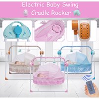 Electric Baby Cradle Auto Swing Rocker Cot Infant Sleeping Bed Swing Crib Kit Timer+Bluetooth Music+Mat+Pillow 5Gears Adjustable
