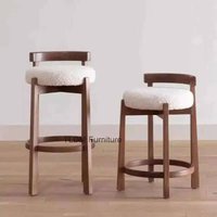 Retro Minimalist Bar Chairs Solid Wood Island Relax Adults High Chairs Light Luxury Comfortable Taburetes De Bar Home Furniture