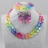 FishSheep Iridscent Color Acrylic Square Chain Choker Necklace Sets for Women Resin Korean Transparent Big Necklaces Jewelry