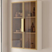 Wall Mounted Bathroom Cabinet Aluminum Alloy Storage Organizer, Compact Bathroom Shelf Vanity Organizer Space Saving Modern