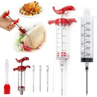 Marinade Injector 30/50/60ml Plastic Stainless Steel Needle Kitchen BBQ Tools Household Turkey Barbecue Seasoning Syringe TMZ