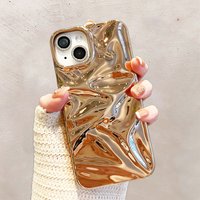 Fashion Plating Gold Wrinkle Meteorite Texture Case For iPhone 16 17 Pro Max Air 15 14 13 12 11 16 Plus Back Cover Funda