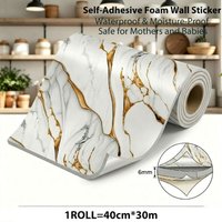 1 Roll Waterproof Self-Adhesive Peel & Stick Wallpaper Luxury Marble Floor Easy Installation Suitable for Bathroom Decoration