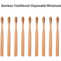 Independent Packaging Bamboo Toothbrush Disposable Travel Hotel Natural Bristles 100% Biodegradable Wooden Tooth Brush Wholesale
