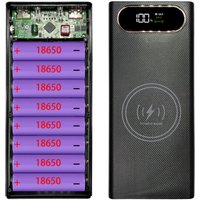 22.5W Fast Charging 15W Wireless Power Bank Battery Holder 8*18650 Flat Batteries Box Power Bank Case DIY Shell for Mobilephone