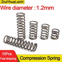10Pcs/Lot 1.2mm 65MN Micro Small Compression Spring OD 6/7/8/9/10/11/12/13/14/15/16/17/18/19/20/22mm Length 10mm to 100mm