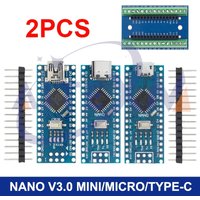 2PCS Mini/Type-C/Micro USB Nano 3.0 With Bootloader Compatible Nano Microcontroller For Arduino CH340 Driver 16Mhz ATMEGA328P