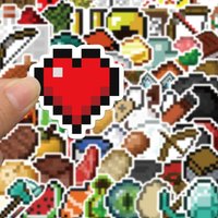 60PCS Pixels Game Stickers Vinyl Steve My World Pixel DIY Stickers Scrapbooking Phone Luggage Skateboard Waterproof Decals