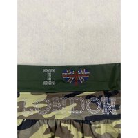 Fashion Europe and America spicy girl letter flag rhinestone high waisted camouflage cool double-layer pleated short skirt women