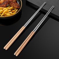 1Pair Stainless Steel Chopsticks Long Chopsticks Cook Noodles Deep Fried Hot Pot Chinese Chopsticks Reusable Metal Chopstick