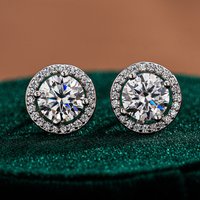 Luxury Solid Platinum PT950 Women's Round Bag Earrings Simple Wedding Moissanite Drill Earrings
