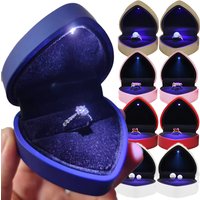 Creative LED Jewelry Ring Box Luxury Heart Shaped Ring Box Display Packaging Box with Light for Engagement Wedding Storage Case