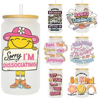 Positive Vibes Sorry I'm Dissociation UV DTF Transfers Stickers Decals For Libbey Cold Cups Mugs Tumbler Waterproof DIY Craft