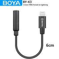 BOYA BY-K3 Microphone Audio Adapter Cable 3.5mm TRRS Female to MFi Certified Lightning for iPhone iPad iPod touch iOS Devices BOYA BY-K3 Microphone Audio Adapter Cable 3.5mm TRRS Female to MFi Certified Lightning for iPhone iPad iPod touch iOS Devices