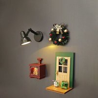 Atmospheric wooden door fridge magnets that can glow, fireplace lights, Christmas wreath decorations, magnetic fridge magnets