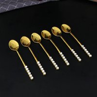 6-piece spoon set, coffee spoon, dessert fruit spoon, festive table spoon.