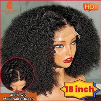 Millionaire Queen Afro Kinky Curly 100% Human Hair Glueless Wigs 400% High Density Super Double Drawn 5x5 Closure Lace Wigs