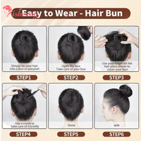 Isheeny Messy Human Hair Buns Hairpieces Easy to Wear Black Brown Blonde Ponytail Extensions Add Volume And Texture
