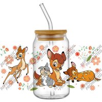 Cartoon fawn design Transfer Decal UV DTF for 16oz Libbey DIY Gift Performance Car Selfadhesive 3D Sticker Cup Wraps