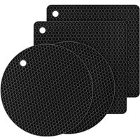 LMETJMA 4Pcs Silicone Trivets for Hot Pots and Pans Heat Resistant Trivet Mats Hot Pads Spoon Rest Large Coasters JT107