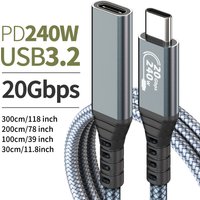 USB C 3.2 20Gbps Extension Cable Type C PD240W 5A Fast Charging Cable For MacBook Pro 4k 60Hz Video Cable
