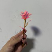 Pink Transparent Artificial Forever Rose Decorative Plastic Rose for Wedding Party Home Decoration