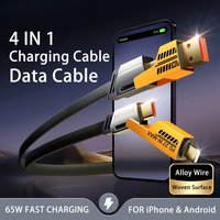 Mobile Phone For iPhone Samsung Xiaomi 65W Four-in-one Multi-function Fast Data Cable USB Type C PD Super Fast Charging Various