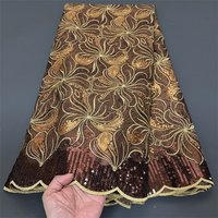 African Nigerian Sequins Sewing Net Cloth,Tulle Lace Fabric, Prom Dresses Beads,Embroidery, High Quality, 5Yad , PS0040, 2025