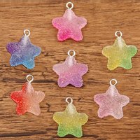 20Pcs 17X20mm Gradient Color Star Charms Resin Cabochons Glitter Gummy Candy Necklace Keychain Pendant DIY Making Accessories