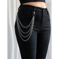 Y2K Style Pants Chain Woman Heart Pocket Chain Belt Trousers Jeans Chain Jewelry Punk Accessories