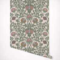 Green Medicine And Herbal Wallpaper,Beige Design Wall Mural,Retro Style Mural For Wall Art Decor,Peel And Stick Or Traditional