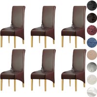 6 Piece Set PU Leather Chair Covers Dining Room XL Size Waterproof Solid Extra Large Chair Slipcover Wedding Party Chair Cover