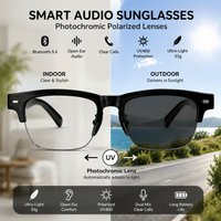 Smart Audio Glasses With Photochromic Lenses, Ultra-Light 33g Sunglasses Open-Ear Comfort Bluetooth Smartglasses for Men Women