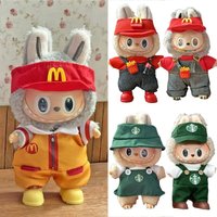 For Labubu Doll Workwear Fast Food Fries Cola Set Outfit Clothes Fashion Coffee Shoes Clothing Sitting Party Series Accessories