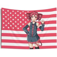 VIKAMA 2026 American Flag Tapestry, Hatsune Miku Anime Patriotic Theme Ceiling Drapery and Headboard Backdrop