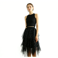 Adult Asymmetrical Tutu Skirt with Sequins – Ruffled Tulle Skirt for Dance Performance & Party Wear