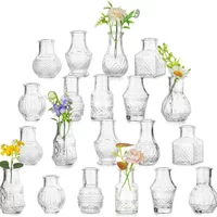 10/20PCS/SET Retro Relief Mini Glass Vase Hydroponic Plant DIY Bud Vases European Style Wedding Home Party Desktop Decoration