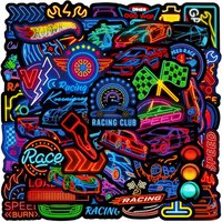 50 Pcs New Neon Racing Graffiti Stickers - Waterproof Decor Decals for Luggage, Car, Notebook, Skateboard(Anime Worlds Store)