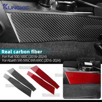 Real Soft Carbon Fiber Sticker for Fiat 500/Abarth 595 695 2016 2017 2018 2019-2024 Gear Shift Cup Holder Side Trim Accessories