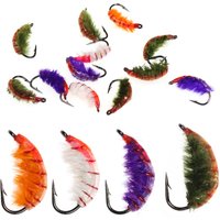 8pcs 10# Fast Sinking Czech Nymphs Scud Bug Worm Flies Barbed Shrimp Fly Hook For Trout Bass Bluegill Fishing Lures Baits