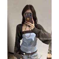 Women Clothing Autumn Fashion Simplicity All-match Color Blocking Knitting Female Patchwork Temperament Two-piece Set Sweater