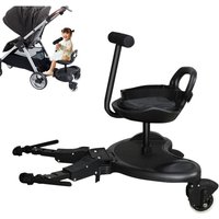 Universal 2-in-1 Stroller Board Child Rider Stroller Attachment with Saddle Detachable Seat & Standing Platform Easy to Use