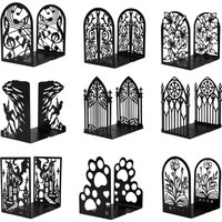 Metal Book Ends Non-Skid Black Unique Bookend Decorative Heavy Book Ends for Shelves Heavy Duty Study Book Support Stoppers