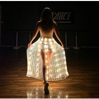 Luminous LED Skirt Women Belly Dancing LED Skirt USB Charging Long Tutu Performance Costume Dress Supplies